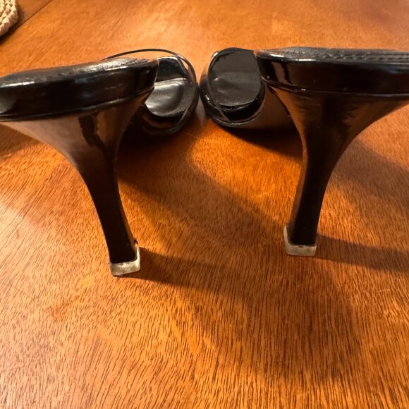 Black Suede Studio Pump in PVC/Patent leather lining, sz 35.5 - Picture 3 of 5